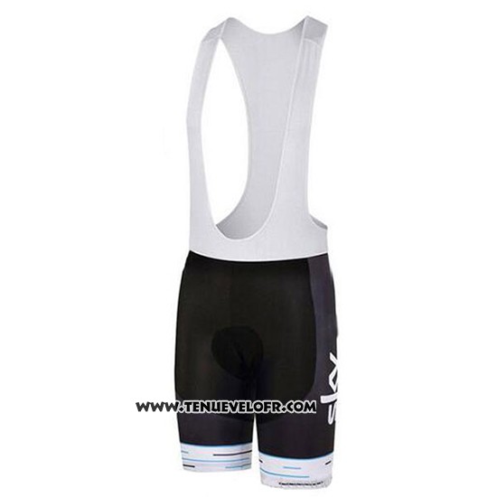 2018 Maillot Ciclismo Sky Blanc et Noir Manches Courtes et Cuissard